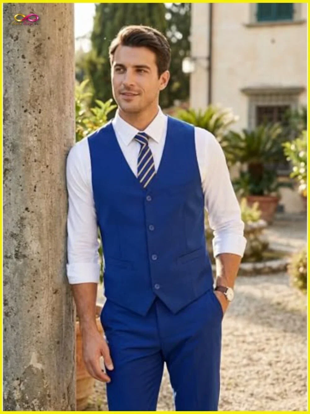Men's Slim Fit Suit Vest Pants Set Modern Formal Casual Business Wear